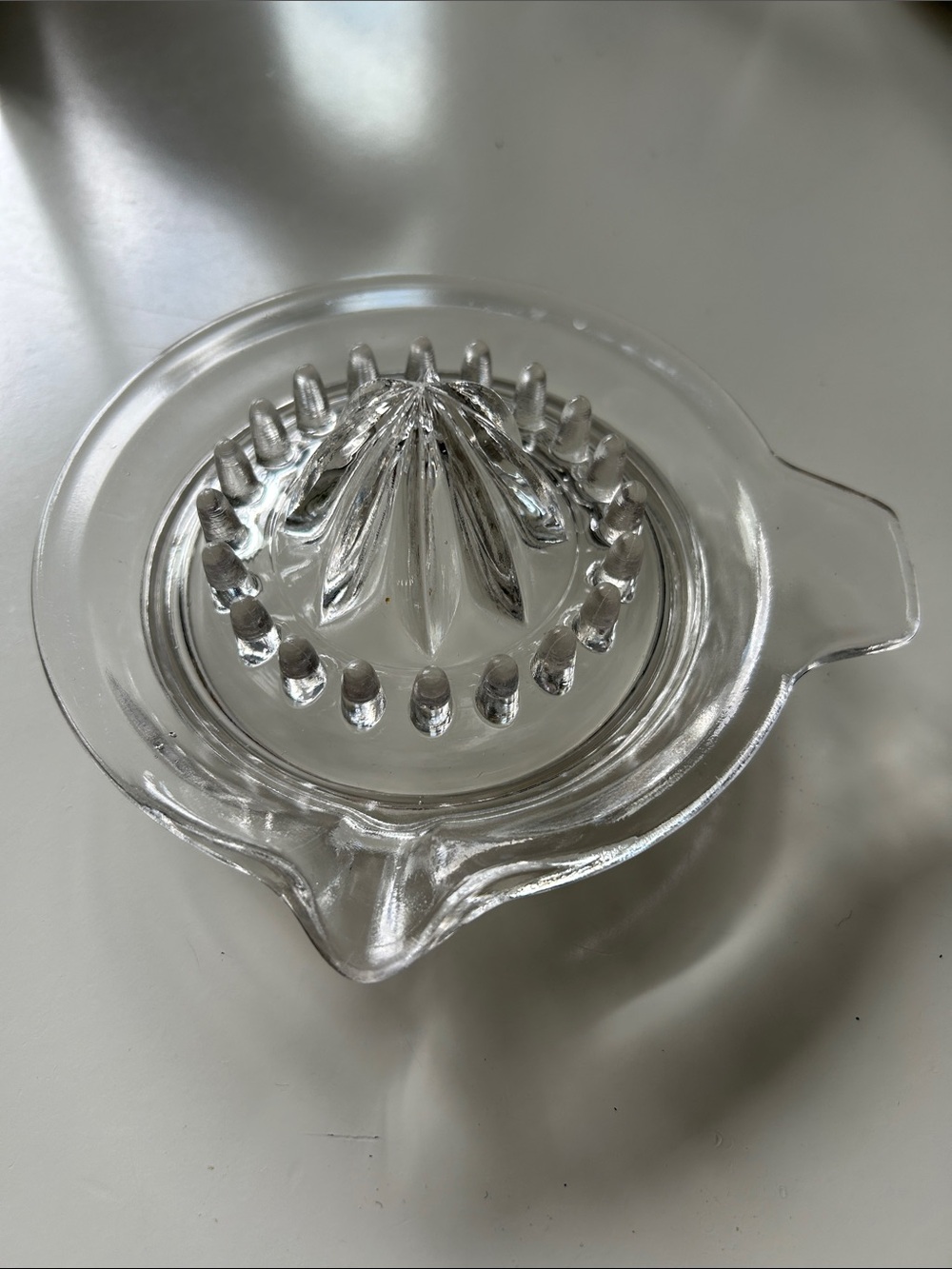 Vintage Clear Glass Citrus Juicer - Classic Hand Press